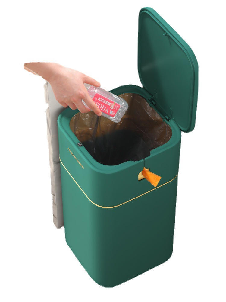 Emerald Luxe Square Trash Bin