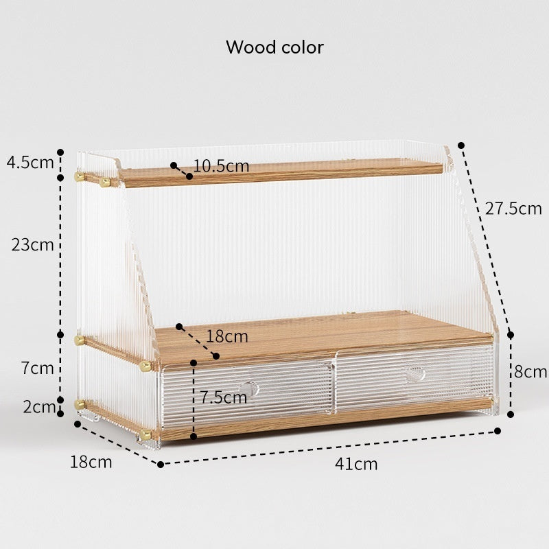Wood & Acrylic Desk Organizer Cabinet
