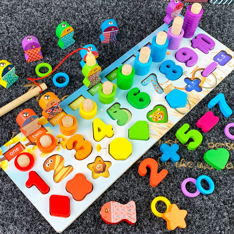 Wooden Six-in-One Educational Puzzle Board