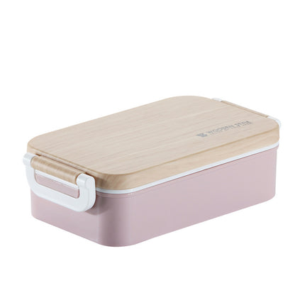Wooden-Style Rectangular Lunch Box