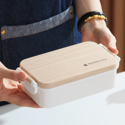 Wooden-Style Rectangular Lunch Box