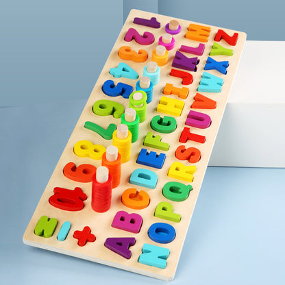 Wooden Six-in-One Educational Puzzle Board