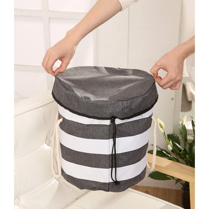 Kids Striped Toy Storage Bucket Bag