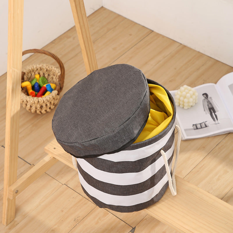 Kids Striped Toy Storage Bucket Bag