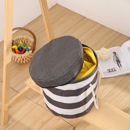 Kids Striped Toy Storage Bucket Bag