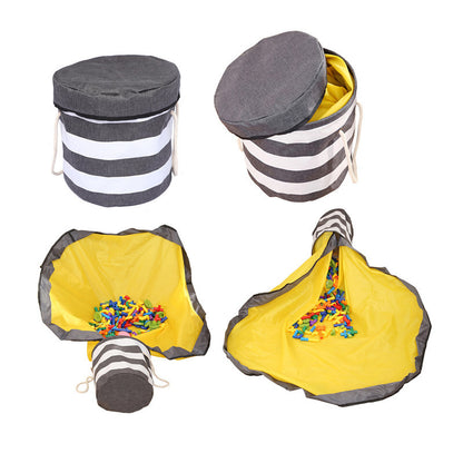 Kids Striped Toy Storage Bucket Bag