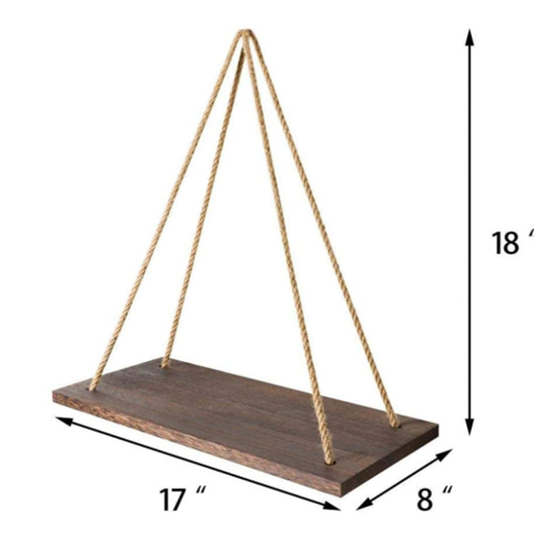Wooden Hanging Rope Shelf