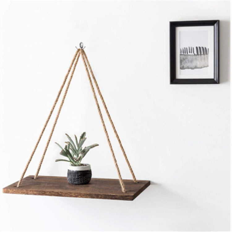 Wooden Hanging Rope Shelf