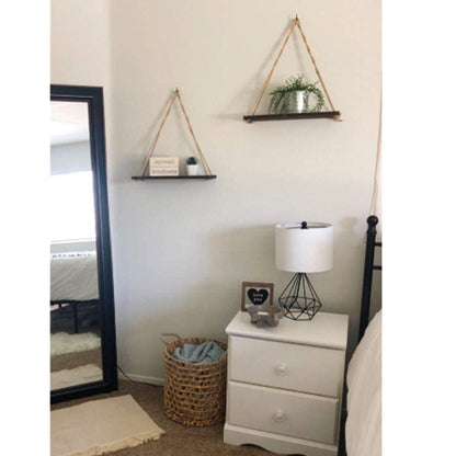 Wooden Hanging Rope Shelf