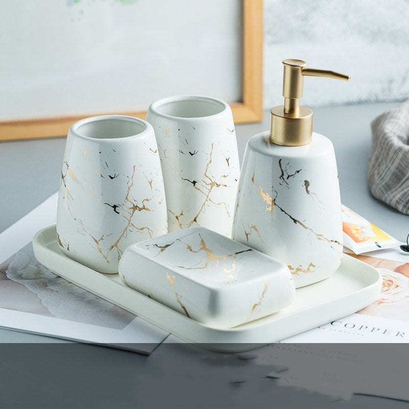 Ceramic Marble Bathroom Wash Set
