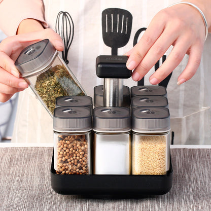 Glass Spice Jar Organizer Set