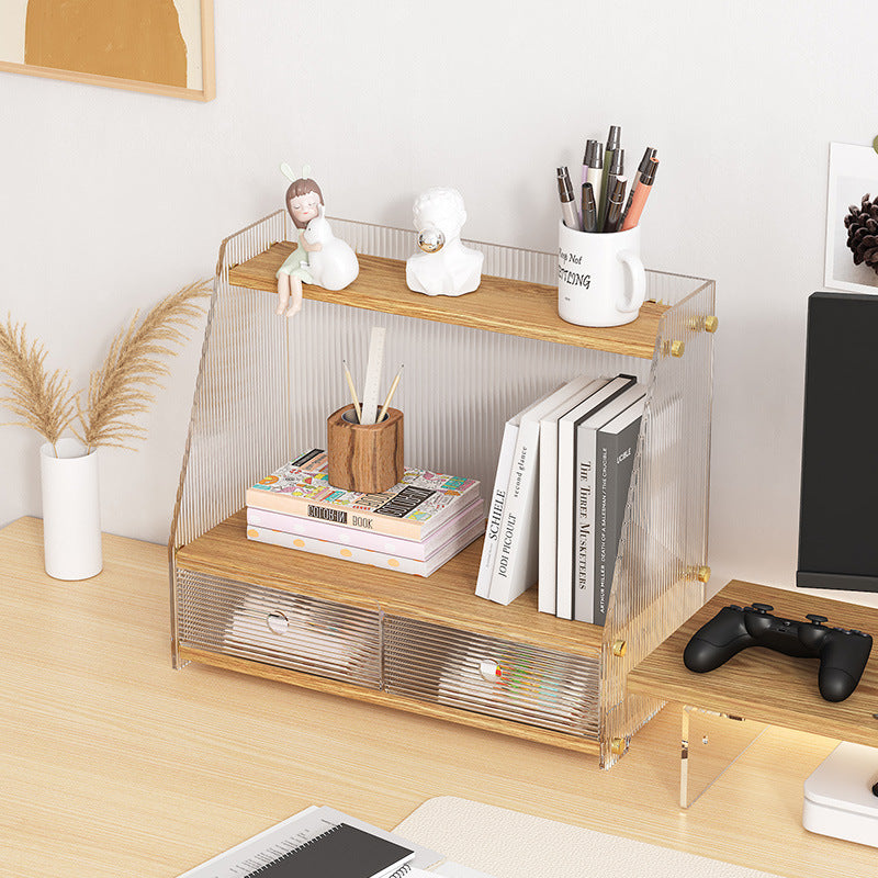 Wood & Acrylic Desk Organizer Cabinet
