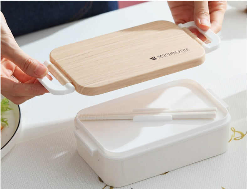 Wooden-Style Rectangular Lunch Box