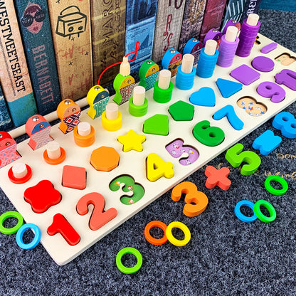 Wooden Six-in-One Educational Puzzle Board
