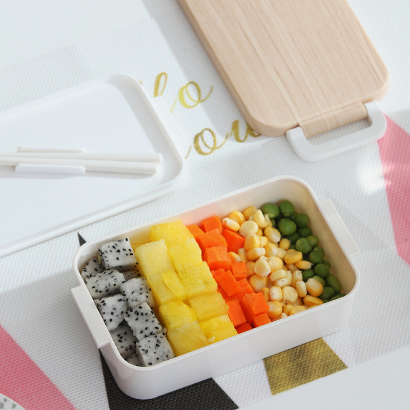 Wooden-Style Rectangular Lunch Box