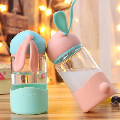 Kids Bunny Glass Water Bottle