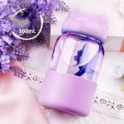 Kids Bunny Glass Water Bottle