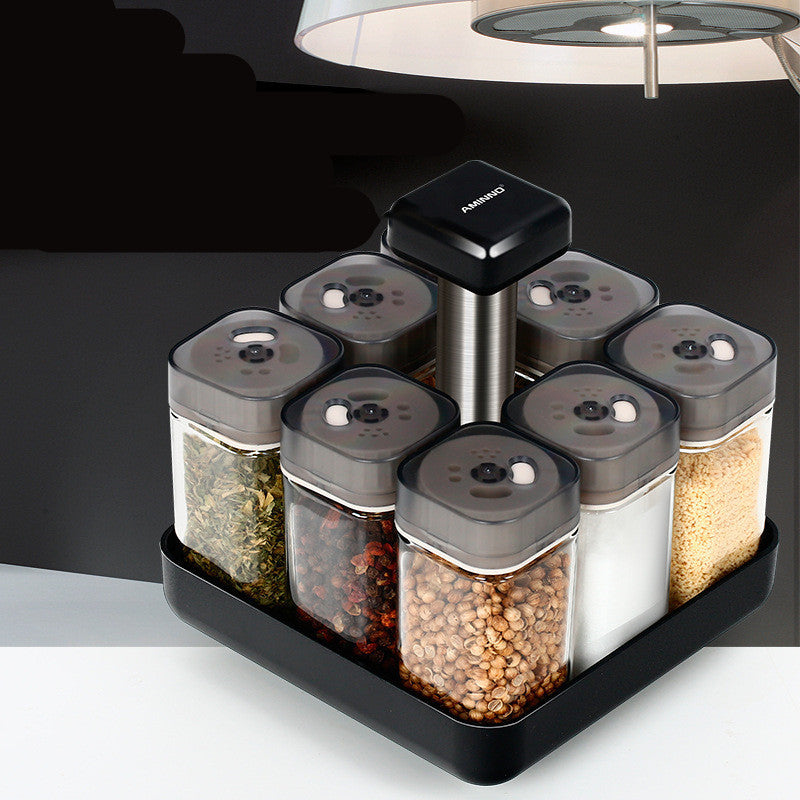 Glass Spice Jar Organizer Set