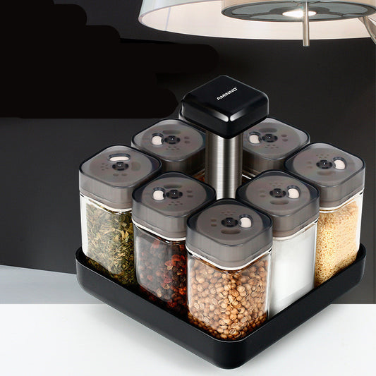 Glass Spice Jar Organizer Set