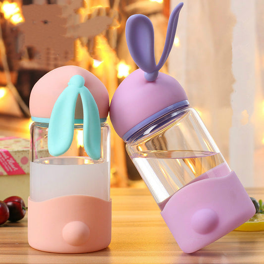 Kids Bunny Glass Water Bottle