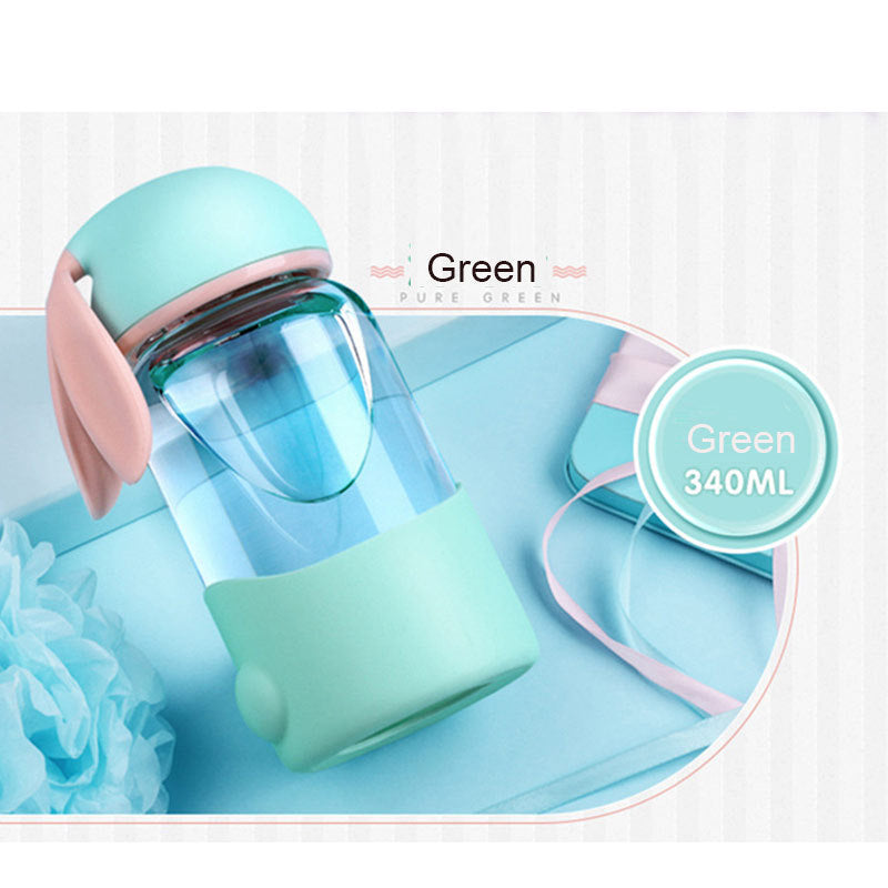 Kids Bunny Glass Water Bottle