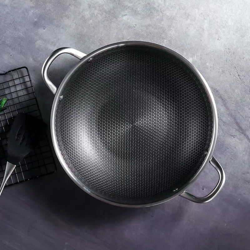 304 Stainless Steel Honeycomb Wok