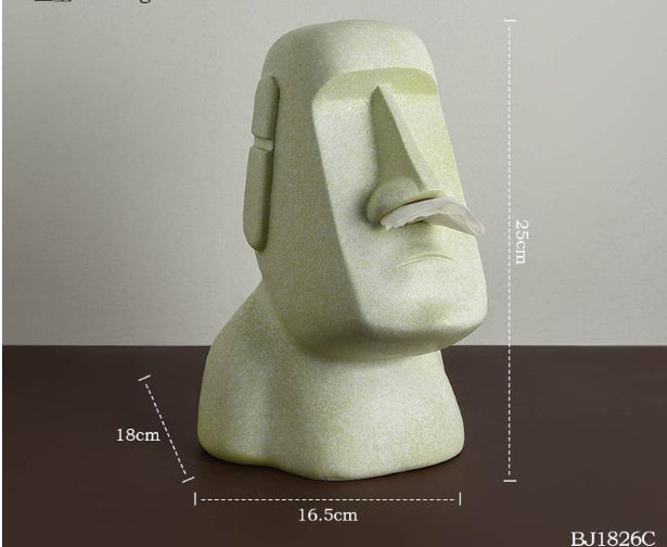 Modern Moai Resin Tissue Box