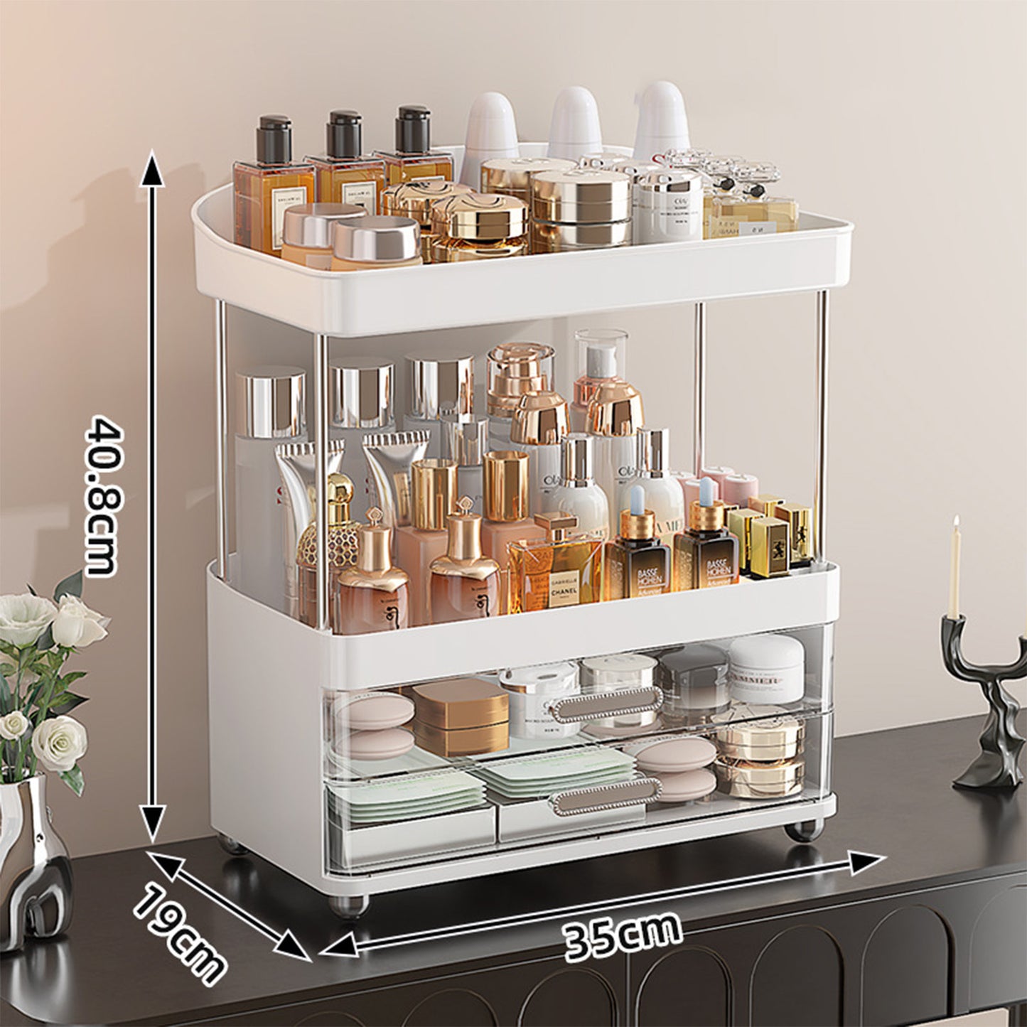 4-Tier Makeup & Skincare Organizer with Drawers