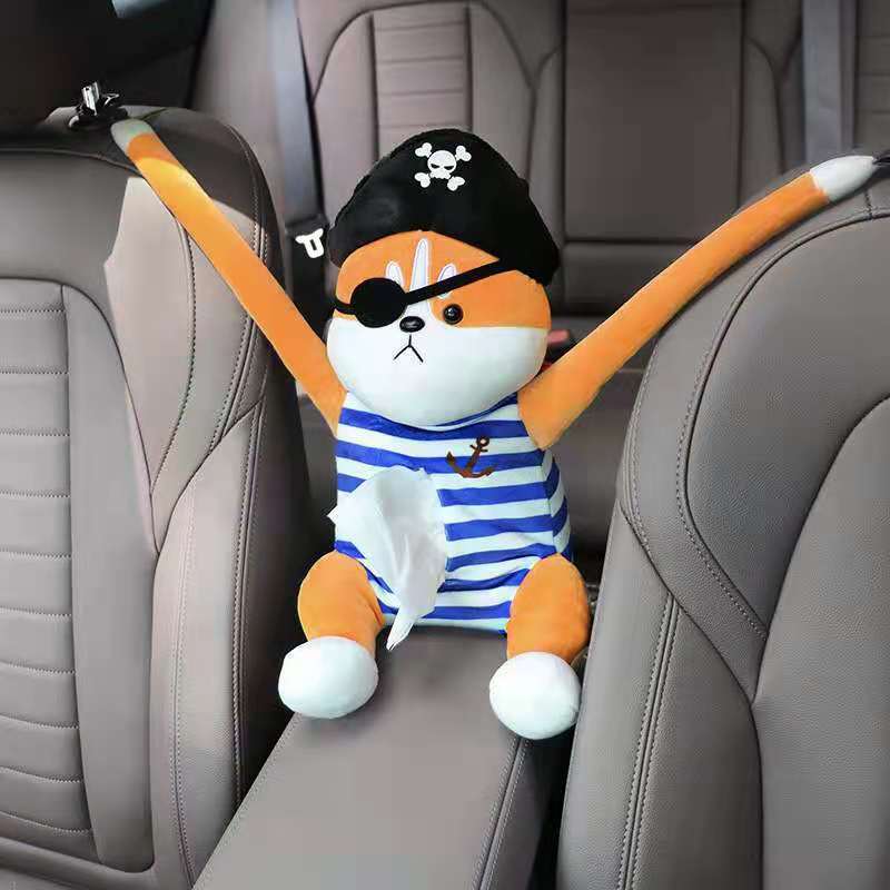 Plush Car Armrest Tissue Box