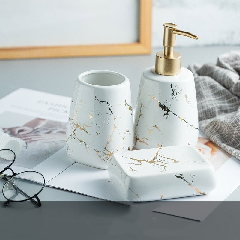 Ceramic Marble Bathroom Wash Set