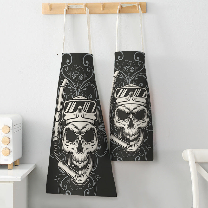 The Edgy Skull Print Apron