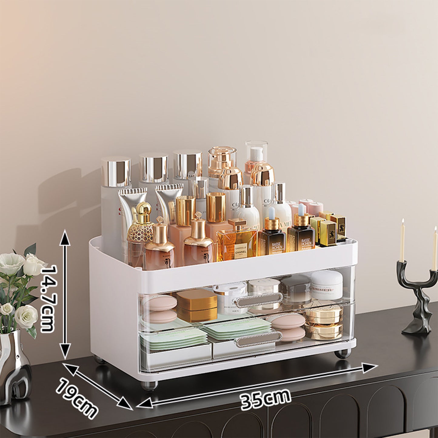 4-Tier Makeup & Skincare Organizer with Drawers