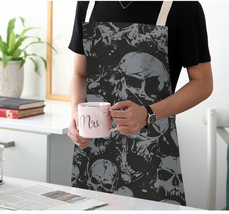 The Edgy Skull Print Apron