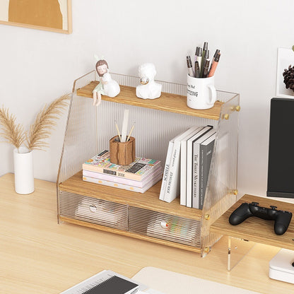 Wood & Acrylic Desk Organizer Cabinet