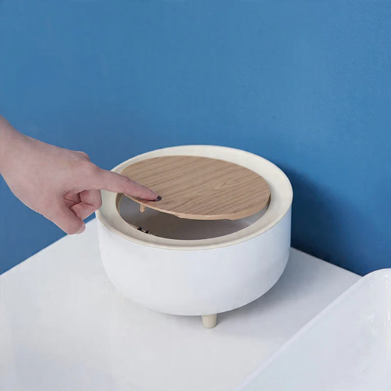Wooden Tabletop Mini Trash Bin