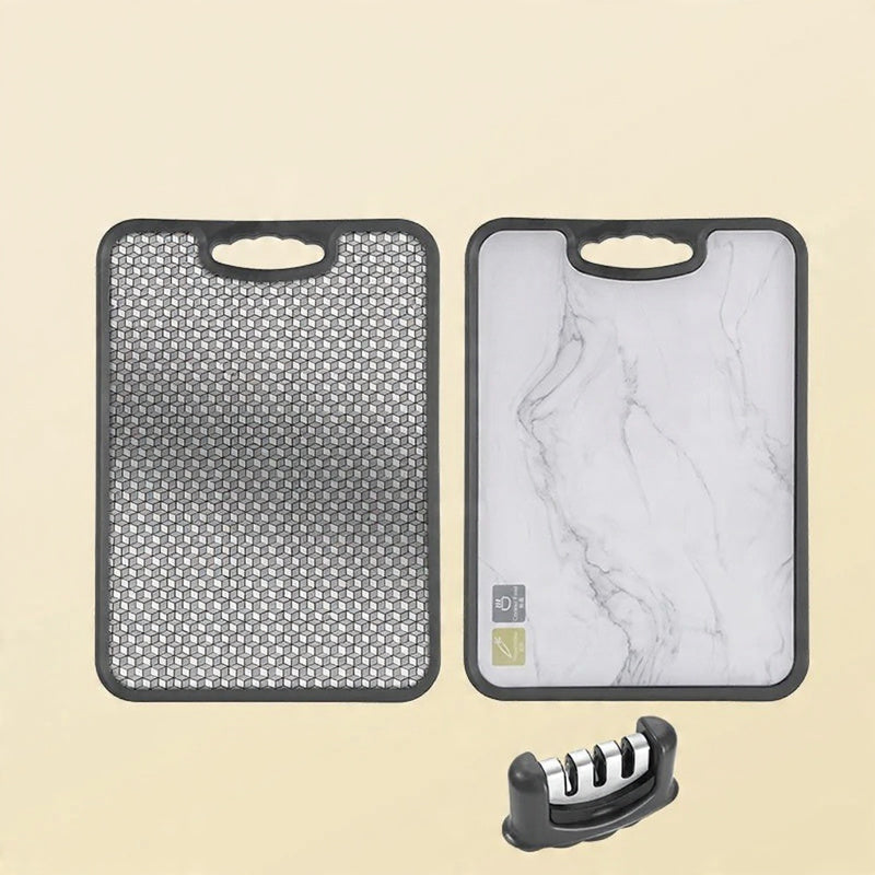 Reversible Steel & Marble Cutting Board Set