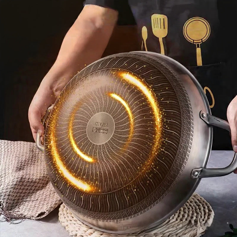 304 Stainless Steel Honeycomb Wok